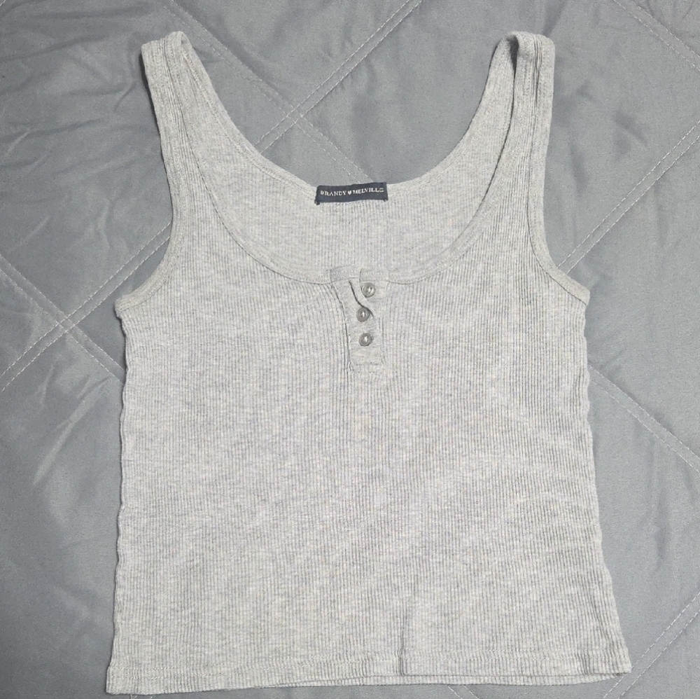 Brandy Melville Heather Gray Buttoned Tank